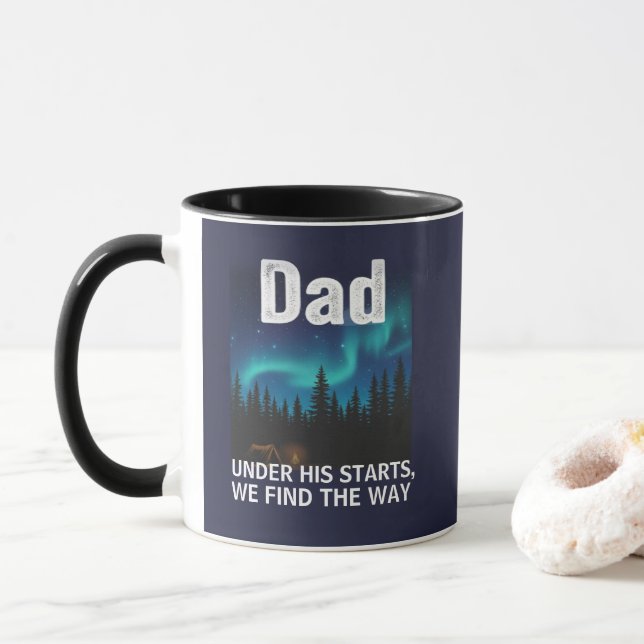 Dad Northern Lights Camping Customizable Mug (With Donut)