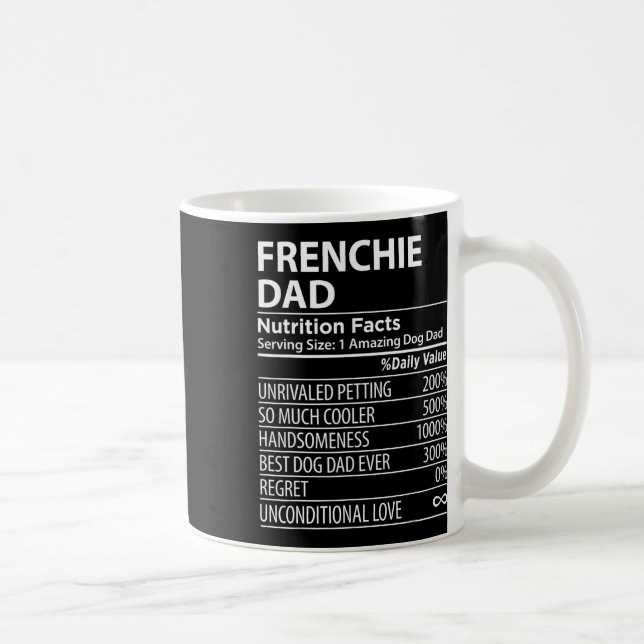 Dad Nutrition Facts Fun Frenchie Dog Owner  Coffee Mug (Right)
