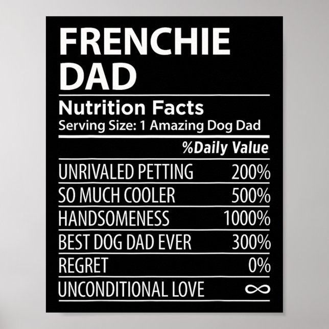 Dad Nutrition Facts Fun Frenchie Dog Owner  Poster (Front)