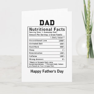 Dad Nutritional Facts fathers day gifts Card