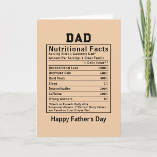 Dad Nutritional Facts fathers day gifts Card