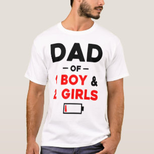 Dad Of 1 Boy 2 Girls Low Battery T-Shirt