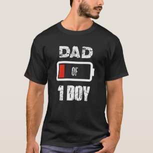 Dad Of 1 One Boy Low Battery Father's Day Outfit T-Shirt