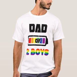 Dad Of 2 Boys Full Battery Lgbt Pride Dad T-Shirt