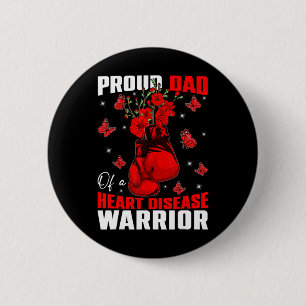 Dad Of A Heart Warrior Heart Disease Awareness Box 6 Cm Round Badge
