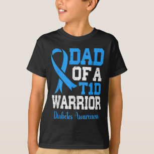 Dad Of A T1d Warrior Diabetes Awareness Blue Ribbo T-Shirt