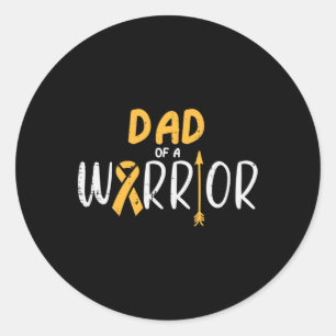 Dad Of A Warrior Childhood Cancer Ribbon Awareness Classic Round Sticker