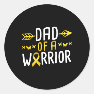 Dad Of A Warrior Childhood Cancer Survivor Classic Round Sticker