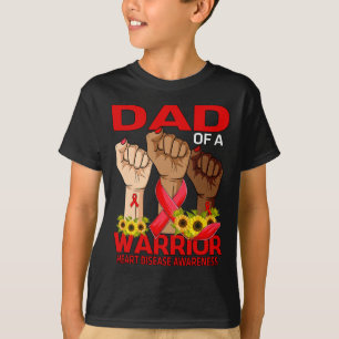 Dad Of A Warrior Heart Disease Awareness Sunflower T-Shirt