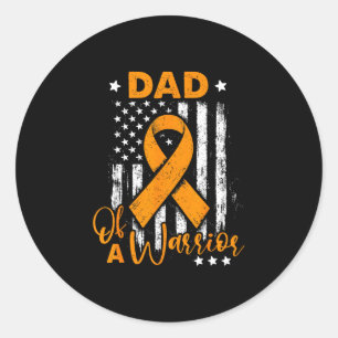 Dad of a warrior leukaemia awareness usa flag classic round sticker