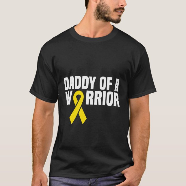 Dad of a warrior leukaemia kids Childhood Cancer T-Shirt (Front)