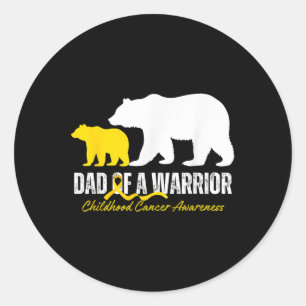 Dad Of A Warrior Papa Bear Childhood Cancer Awaren Classic Round Sticker