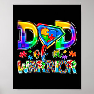Dad Of A Warrior Puzzle World Autism Awareness Day Poster