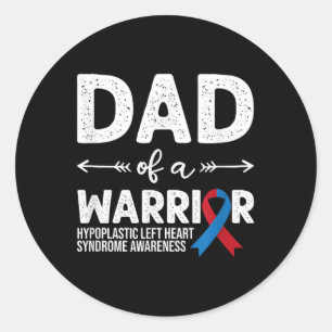 Dad Of A Warrior, Red & Blue Ribbon Hlhs Aware Classic Round Sticker
