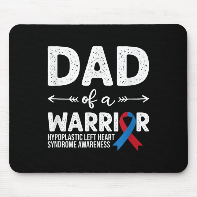 Dad Of A Warrior, Red &amp; Blue Ribbon Hlhs Aware Mouse Pad (Front)