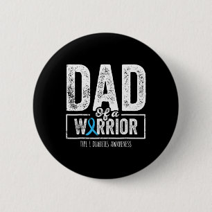Dad Of A Warrior Type 1 Diabetes Awareness Ribbon  6 Cm Round Badge