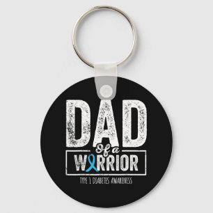 Dad Of A Warrior Type 1 Diabetes Awareness Ribbon Key Ring