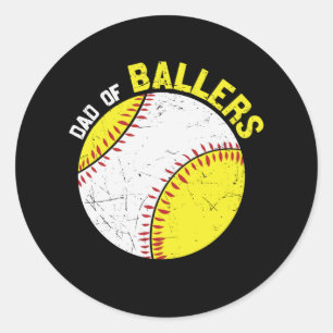 Dad Of Ballers   baseball family design Classic Round Sticker