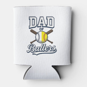 Dad of Ballers Baseball Softball Vintage Design_1 Can Cooler
