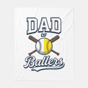 Dad of Ballers Baseball Softball Vintage Design_1 Fleece Blanket