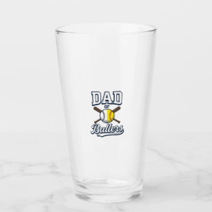Dad of Ballers Baseball Softball Vintage Design_1 Glass