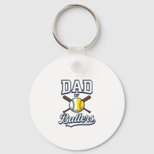 Dad of Ballers Baseball Softball Vintage Design_1 Key Ring
