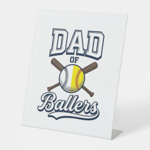 Dad of Ballers Baseball Softball Vintage Design_1 Pedestal Sign