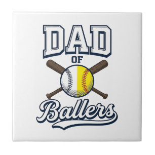 Dad of Ballers Baseball Softball Vintage Design_1 Tile