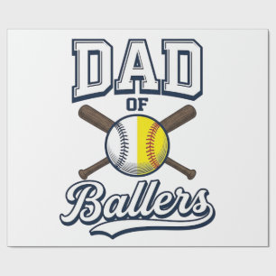 Dad of Ballers Baseball Softball Vintage Design_1 Wrapping Paper