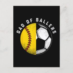 Dad of Ballers Father Son Softball Soccer Player  Holiday Postcard