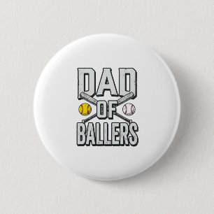 Dad of Ballers Softball and Baseball Vintage Shirt 6 Cm Round Badge