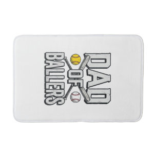 Dad of Ballers Softball and Baseball Vintage Shirt Bath Mat