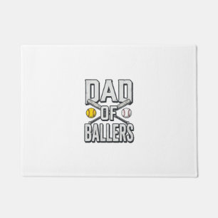Dad of Ballers Softball and Baseball Vintage Shirt Doormat