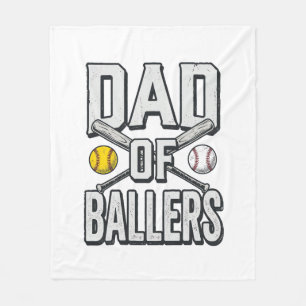 Dad of Ballers Softball and Baseball Vintage Shirt Fleece Blanket