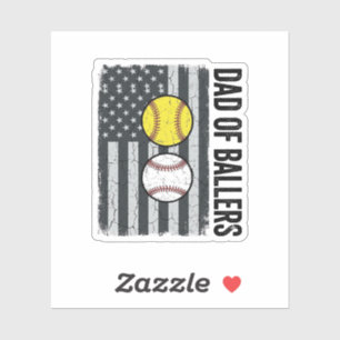 Dad of Ballers Softball Baseball Patriotic