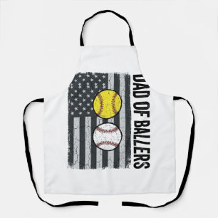 Dad of Ballers Softball Baseball Patriotic Apron