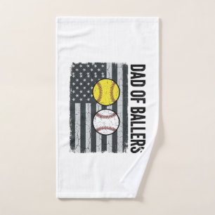 Dad of Ballers Softball Baseball Patriotic Hand Towel