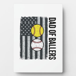 Dad of Ballers Softball Baseball Patriotic Plaque