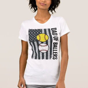Dad of Ballers Softball Baseball Patriotic T-Shirt
