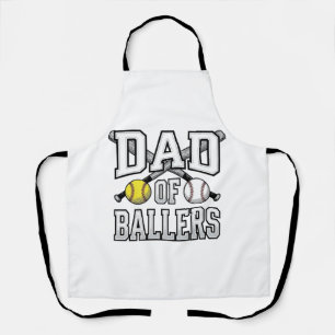 Dad Of Ballers Vintage Baseball Softball Shirt Des Apron