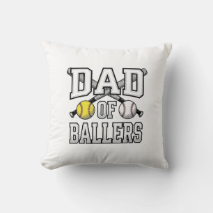 Dad Of Ballers Vintage Baseball Softball Shirt Des Cushion