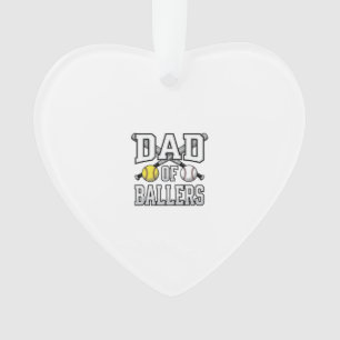 Dad Of Ballers Vintage Baseball Softball Shirt Des Ornament