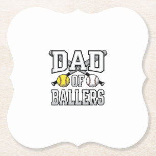 Dad Of Ballers Vintage Baseball Softball Shirt Des Paper Coaster
