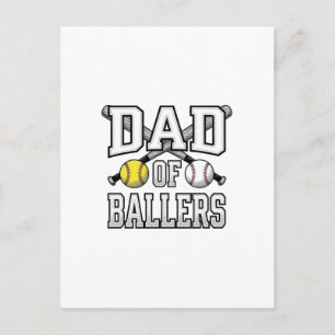 Dad Of Ballers Vintage Baseball Softball Shirt Des Postcard