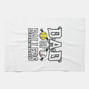 Dad Of Ballers Vintage Baseball Softball Shirt Des Tea Towel