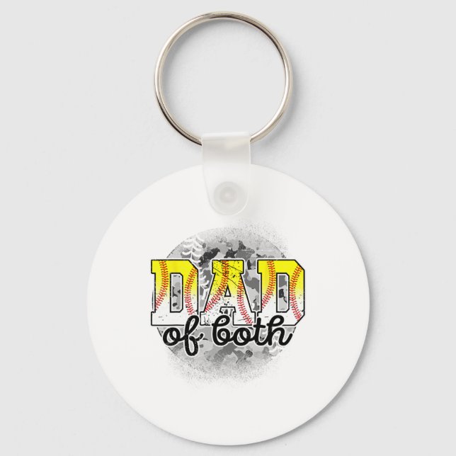 Dad Of Both Baseball Softball Father#39;s Day Base Key Ring (Front)