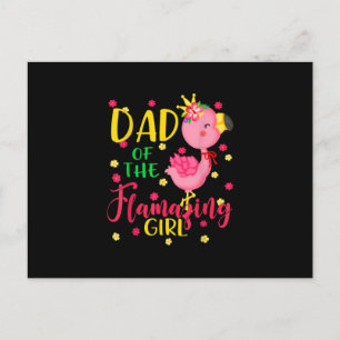 Dad Of Flamazing Girl Cute Flamingo Dad Birthday Announcement Postcard
