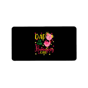 Dad Of Flamazing Girl Cute Flamingo Dad Birthday Label