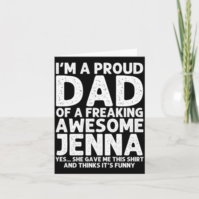 Dad Of Jenna Gift Fathers Day Funny Personalised Card (Front)