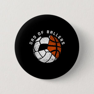 Dad Of Llers Funny Volleyll Soccer Sketll Dad 6 Cm Round Badge